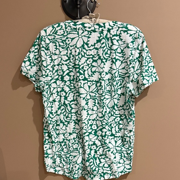 LOFT Green and White Floral Short Sleeve Tee - Picture 2 of 5